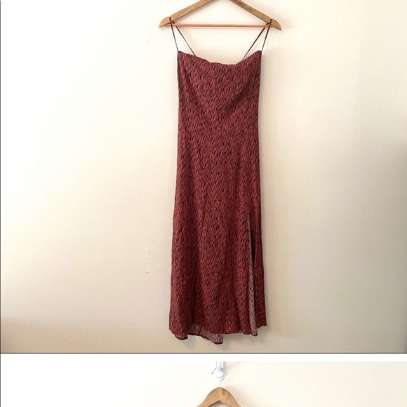 Nordstrom Leith Slinky Square Neck Strappy Midi Dress with side slit - Picture 3 of 6